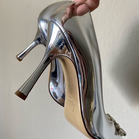 Nalebe Lirum By Amina Means Mirror Silver Pumps Crystals Size 7 - Picture 8 of 15